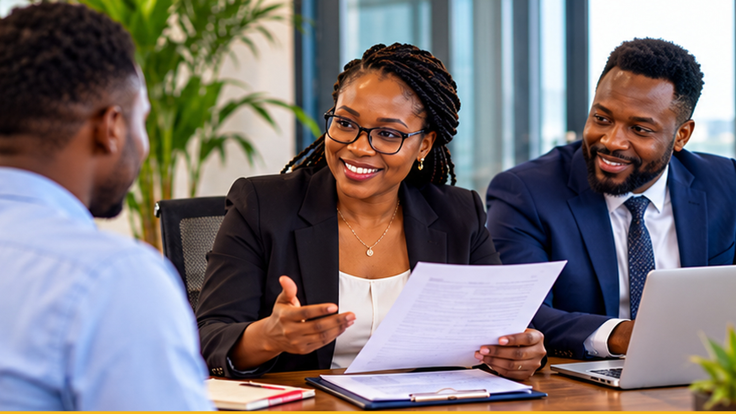 Tanzanian recruitment professionals conducting a structured candidate discussion in a modern office